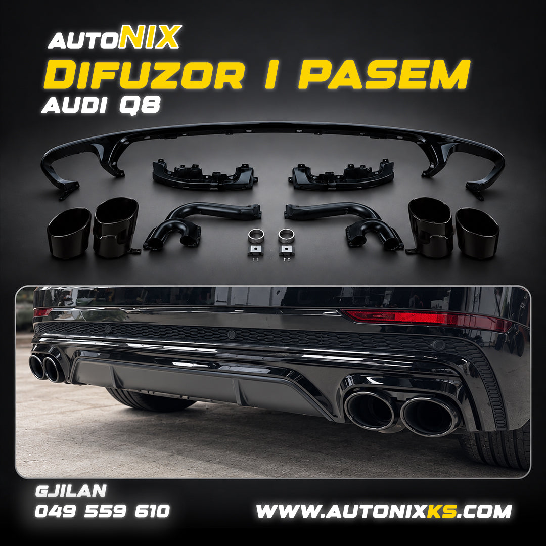 DIFUZOR I PASMË për Audi Q8 2019–2023 – Black Tips